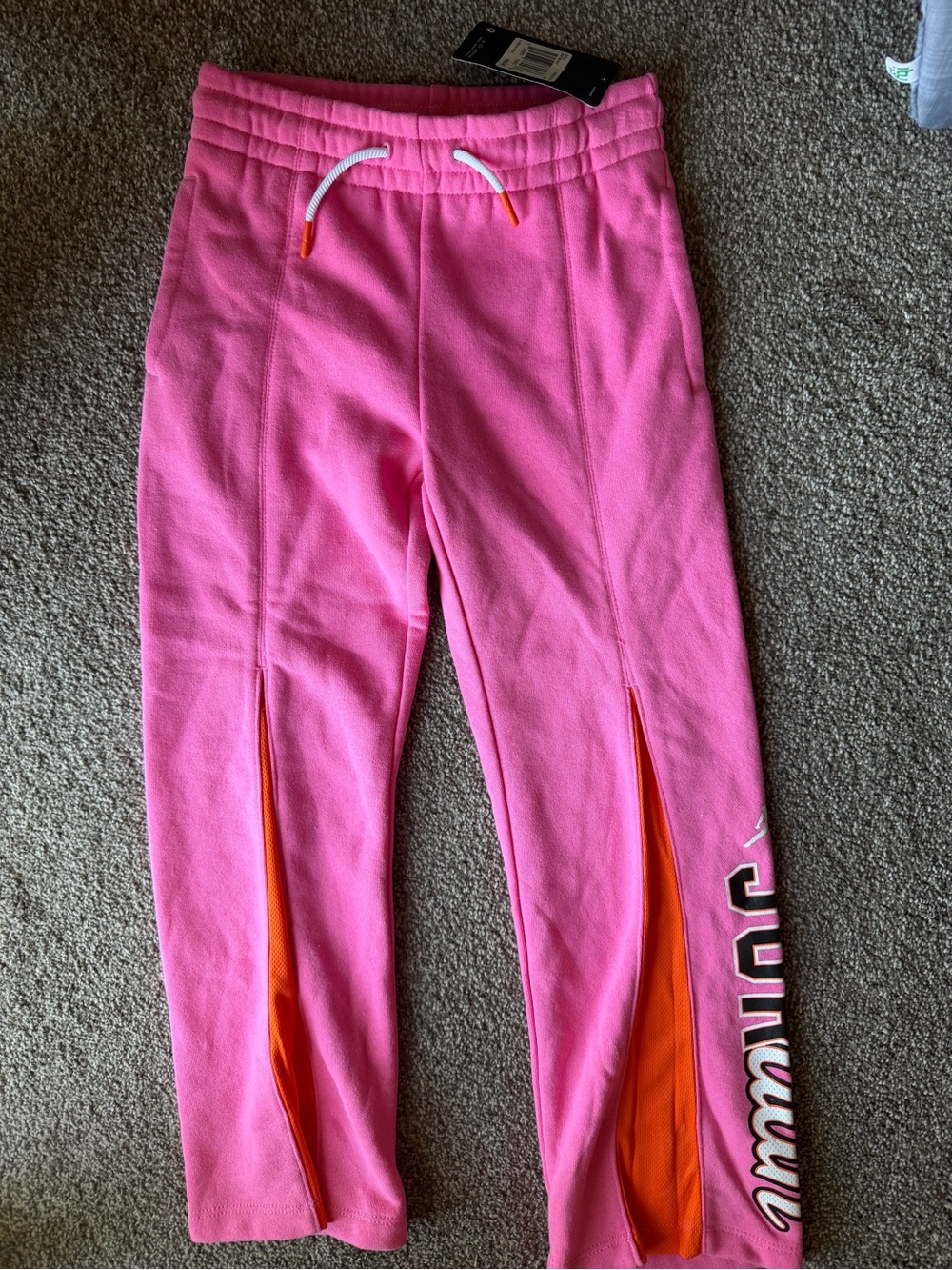 Jordan Pink Joggers with Orange Inset Panels